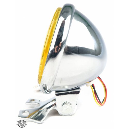 5" Old School Cafe Racer Headlight Chrome & Yellow
