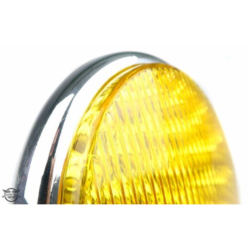 Phare 5" old school Cafe Racer chrome et jaune