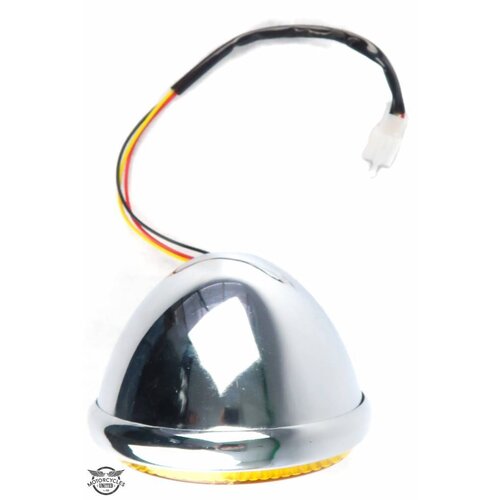 Phare 5" old school Cafe Racer chrome et jaune