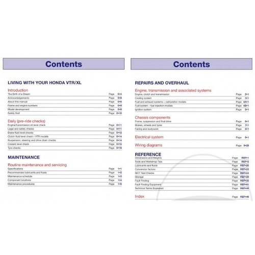 Haynes Reparatur Anleitung HONDA VTR1000F Firestorm Super Hark 07-07 XL1000V Varadero 99-08