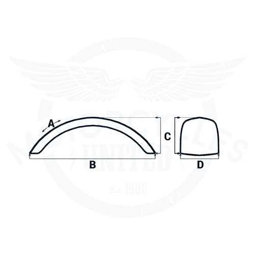 Motone Front Fender/Mudguard Rolled Steel 135mm width for 15/16 Inch Wheels