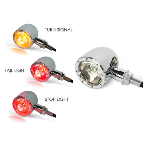 CNC CREE LED / clignotants arrière intégrés - Chrome