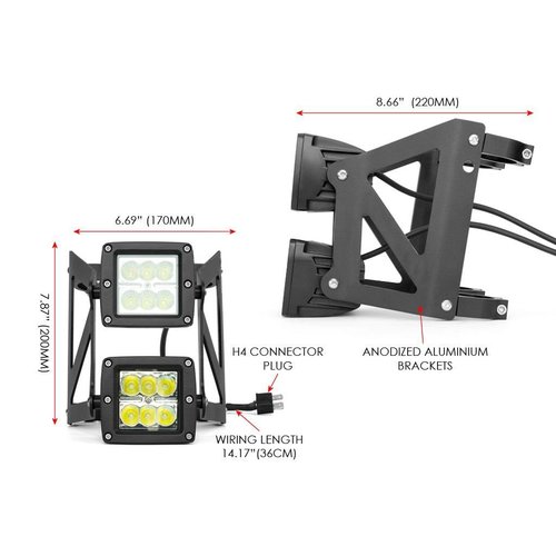 Double stacked Square Streetfighter LED headlight set