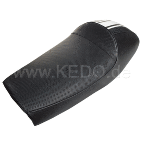 kedo SR400 / 500 / T Doppelsitz 'Classic Racer' Schwarz mit weißen Streifen und schwarzem Paspel
