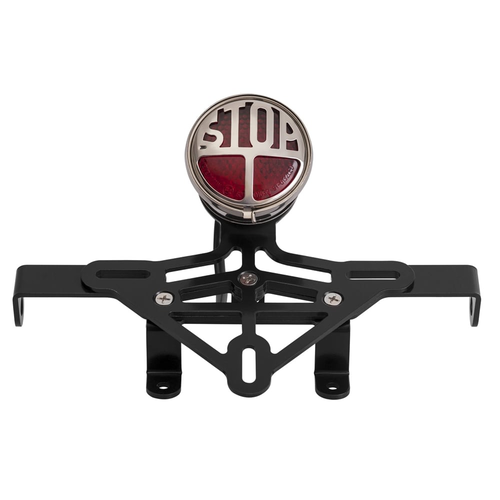 Motone Miller Black Stop Tail Light and Number Plate Holder - Loom KIT