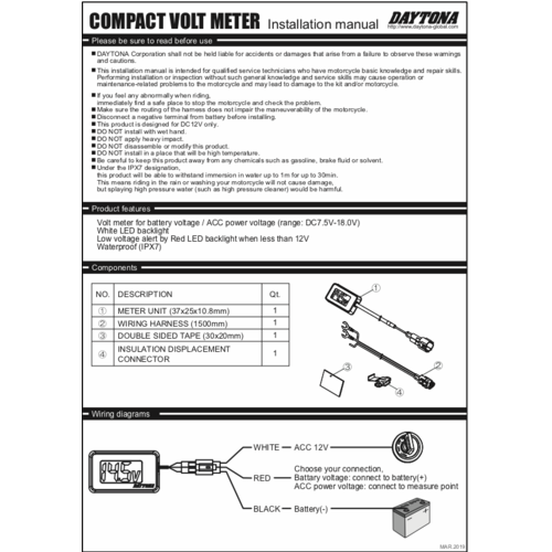 Daytona Kompaktes Voltmeter