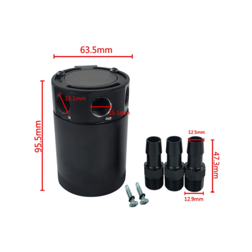 3-Port Aluminium Oil Catch Tank Schwarz