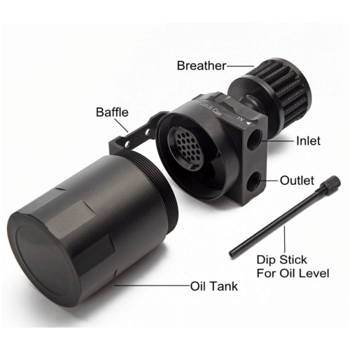2-Port Aluminium Oil Catch Tank with breather
