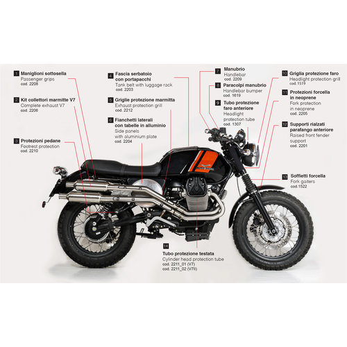 UNIT Garage Passagier handgreep Moto Guzzi V7 2008 Until 2017