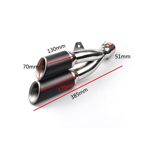 Twin 2-1 Zwart Chrome 51mm