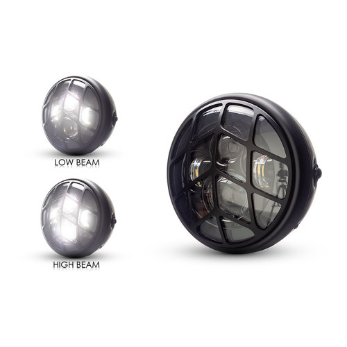 7 "Matte Black Multi Projektor LED Scheinwerfer + Tiretrack Cover