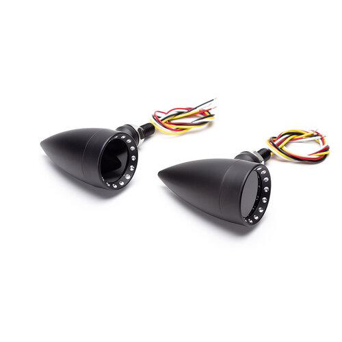 Feux de stop / feux arrière + clignotants à LED noirs Bullet en alliage