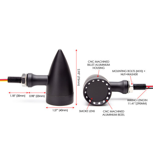 Black Bullet Alloy Integrated LED Stop / Tail Lights + Turn Signals