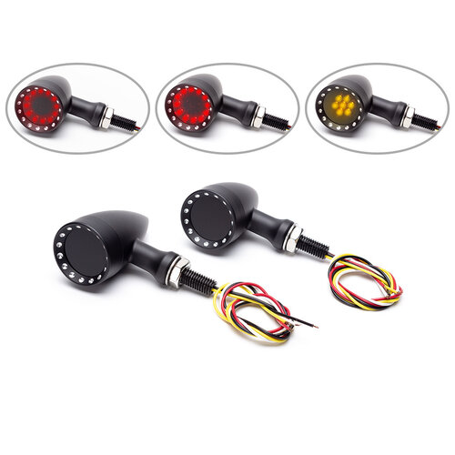 Black Bullet Alloy Integrated LED Stop / Tail Lights + Turn Signals