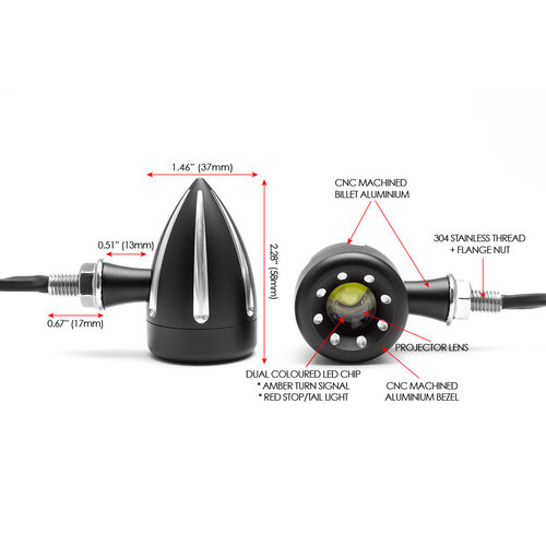 Cyclops Black + Contrast Cut integrierte LED-Stopp- / Rücklichter + Blinker