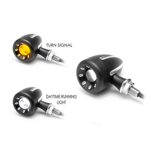 Cyclops Black Contrast Cut Integrated LED Turn Signals + Daytime Running Lights