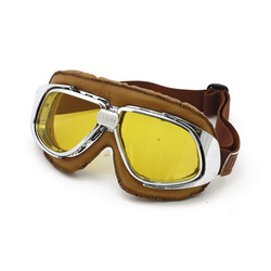 Classic Racer Goggles brown Leather yellow lens