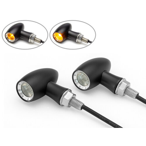 Schwarz/Chrome Mini LED Blinker Typ "Ladz"