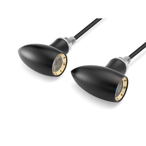 Schwarz/Messing Mini LED Blinker Typ "Ladz"