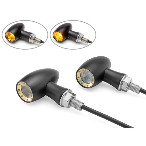 Schwarz/Messing Mini LED Blinker Typ "Ladz"