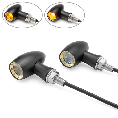 Schwarz/Messing Mini LED Blinker Typ "Ladz"