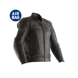 Zwarte GT Airbag Lederen Motorjas Heren