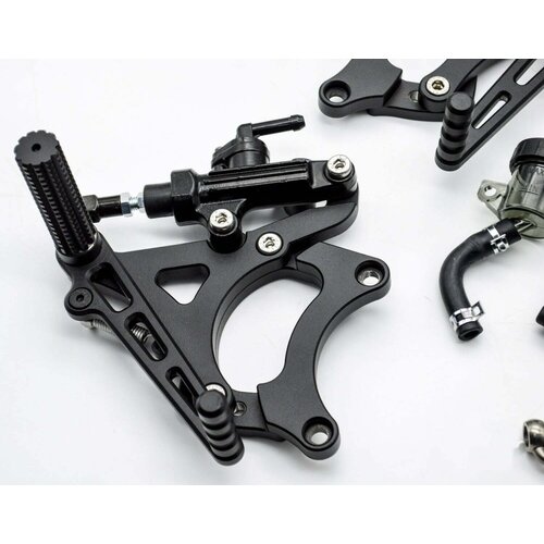 Dixerparts MODEL 3B Ensembles Avant Repose-Pieds Conducteur Réglable pour BMW K100/K75/K1100 Cafe Racer Scrambler | Le Noir