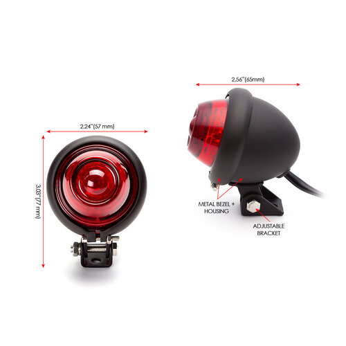 Feu Arrière Vintage Retro LED Rouge / Noir