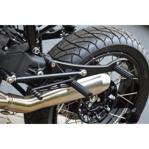 Dixerparts DUAL Fußrastensätze Vorne und Hinten für BMW K100/K75/K1100 Cafe Racer Scrambler | Schwarz
