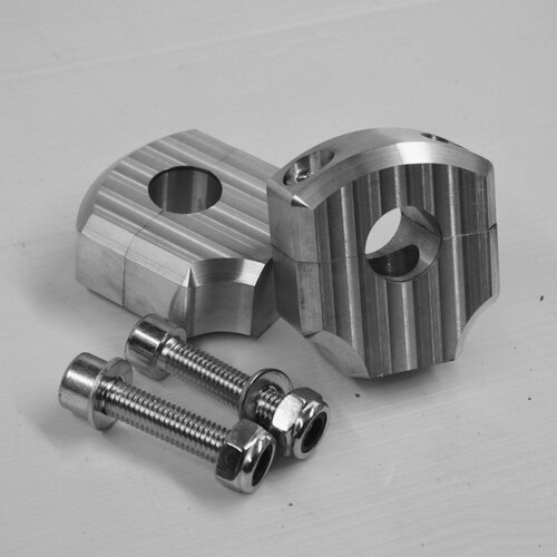 Dixerparts Risers Handlebar Atachment – 28.6 mm FATBAR | Silver, Aluminum