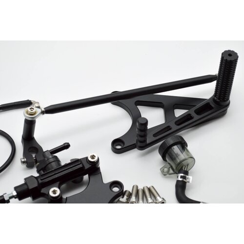 Dixerparts Ensembles de Repose-Pieds Avant du Conducteur MODEL - 1B (Long) pour BMW K100/K75/K1100 Cafe Racer Scrambler | Le Noir