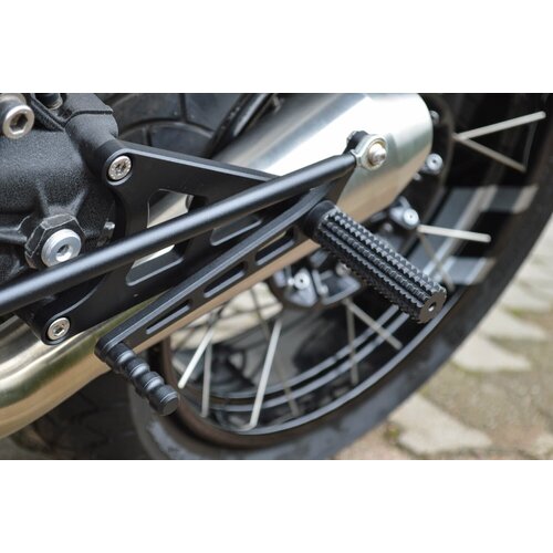 Dixerparts Ensembles de Repose-Pieds Avant du Conducteur MODEL - 1B (Long) pour BMW K100/K75/K1100 Cafe Racer Scrambler | Le Noir