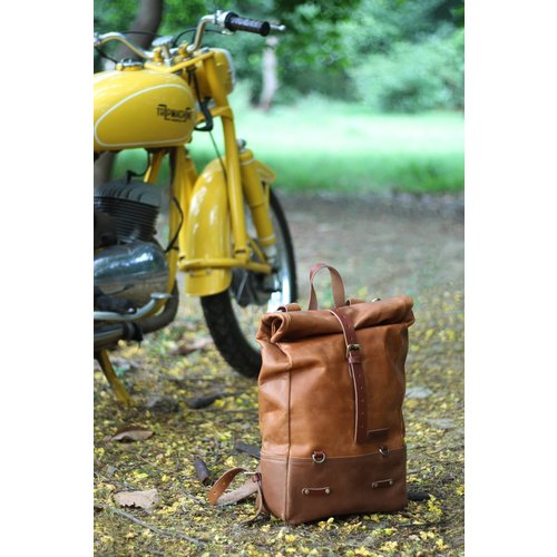 Trip Machine Rugtas - Klassieke Roll Top Vintage Tan