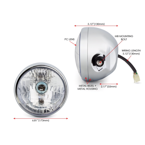 6.75" Chrome Universal Headlight  - Emarked