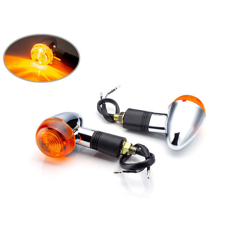 Clignotants Bullet classiques marqués E Chrome / Noir