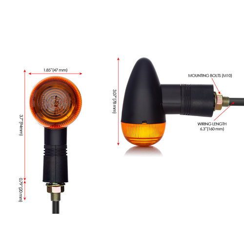 Klassische E-markierte Blinker Chrom / Schwarz