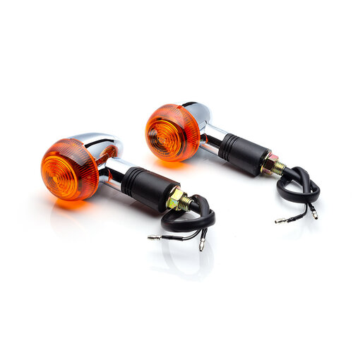 Clignotants Bullet classiques marqués E Chrome / Noir