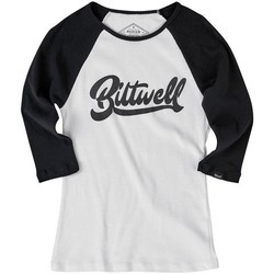 T-shirt Cursive Raglan pour femmes - Noir / Blanc