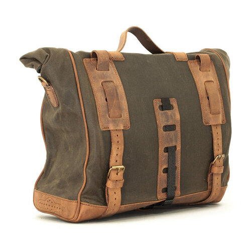 Longride Single Side Saddlebag Large Waxed Cotton Khaki