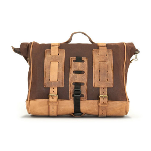 Longride Single Side Saddlebag Waxed Cotton Marron Brown