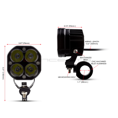 LED-Scheinwerfer + Verkabelung + Steuerklemmen
