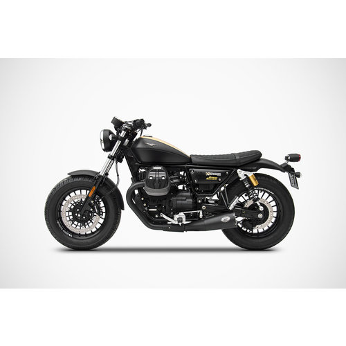 Zard Uitlaat Moto Guzzi V9 Bobber-Roamer, 17-, RVS + Keramik Black, slip on, Euro 4