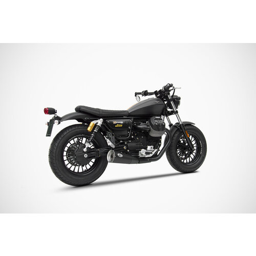 Zard Auspuff Moto Guzzi V9 Bobber-Roamer, 17-, Edelstahl + Keramik Schwarz, Slip-On, Euro 4