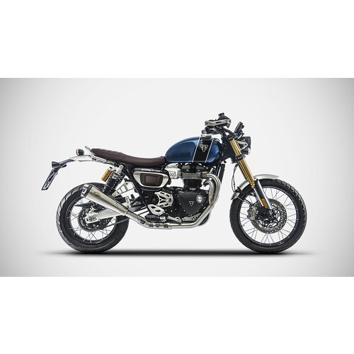Zard Triumph Scrambler 1200 Bj. 2019-, Stainless Full Kit 2-1 with Carbon End Cap, E-Marked