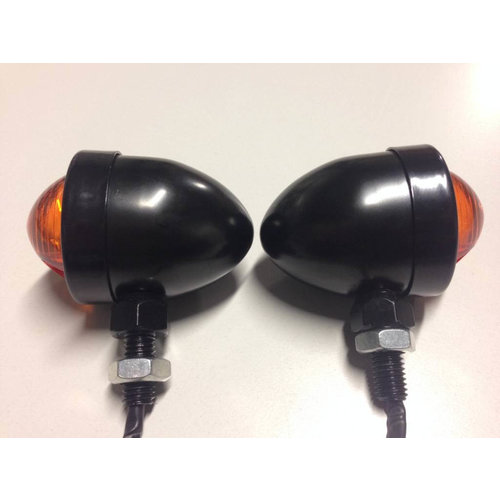 Set of Old School Black N' Amber Bullet Turn Signals