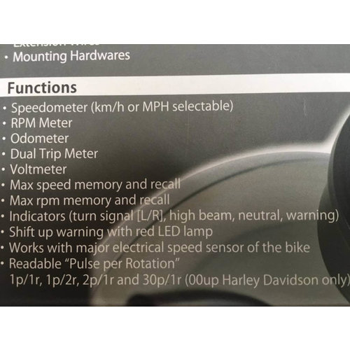 Daytona Velona Speedometer & RPM Black 80MM 200 KM/H