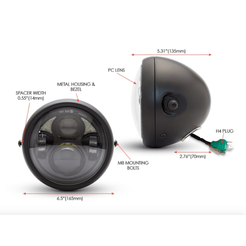 6.5"  LED Quad Projector Headlight + DRLs