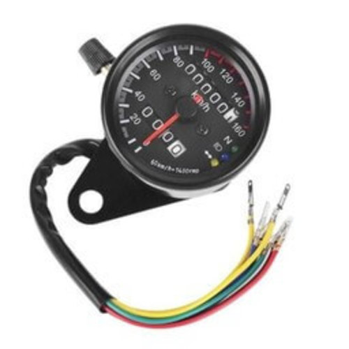 Compteur de vitesse noir avec 3 témoins lumineux