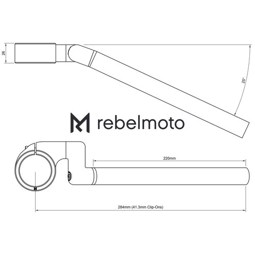 Rebelmoto High Rise Adjustable Clip-ons 25°  Black