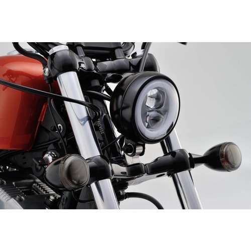 Daytona 4.5" LED Halo Headlight "Capsule120" Black  Bottom-Mount